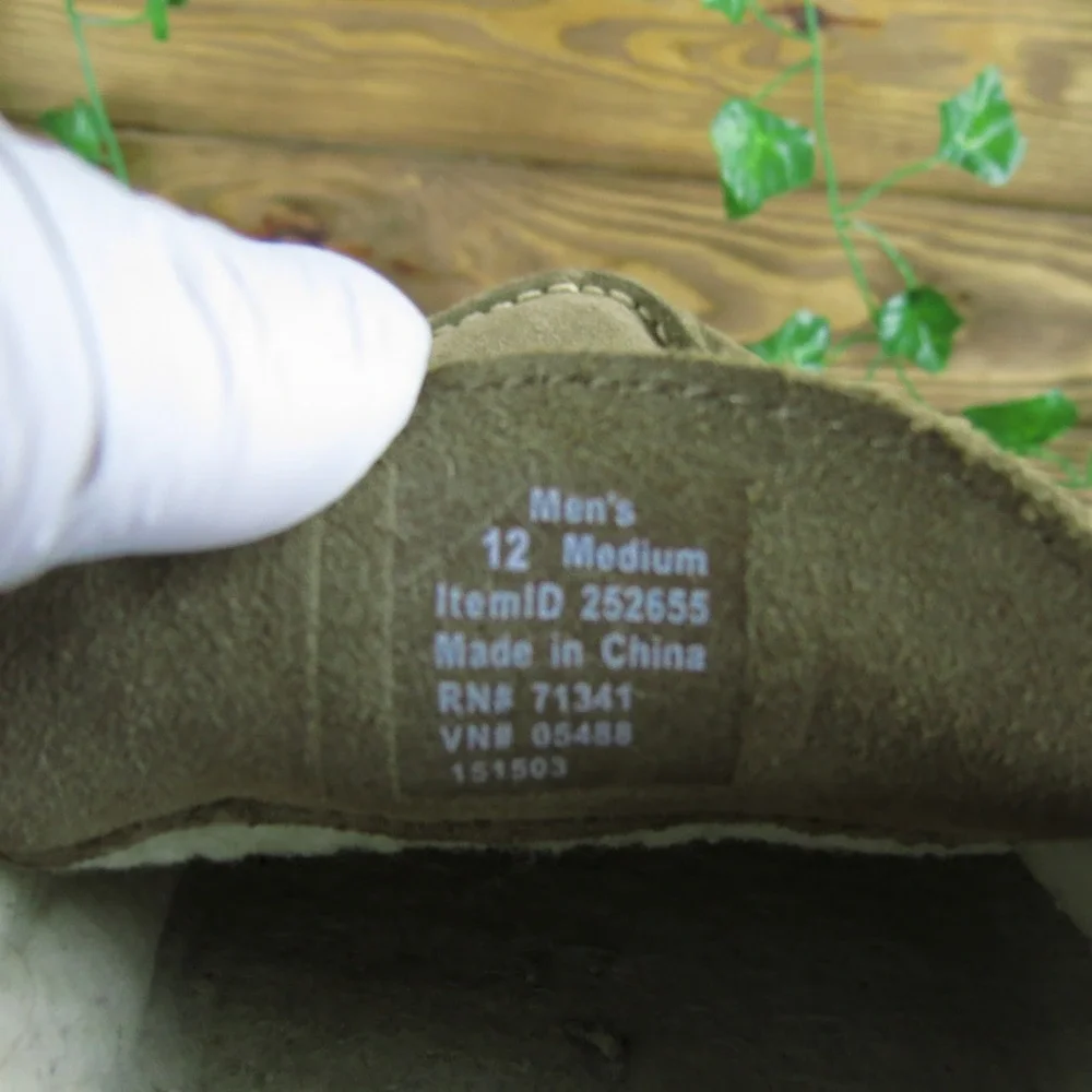 LL Bean Shoe Mens 12‎ Brown Moccasin Suede Shearling Lining Cozy